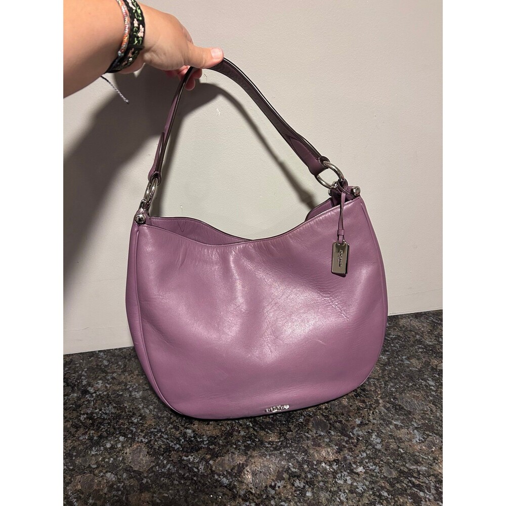 Coach Nomad Hobo Purse Purple Leather Shoulder Bag 36026